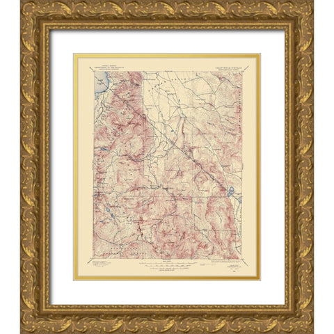 Markleeville California Nevada Sheet - USGS 1889 Gold Ornate Wood Framed Art Print with Double Matting by USGS
