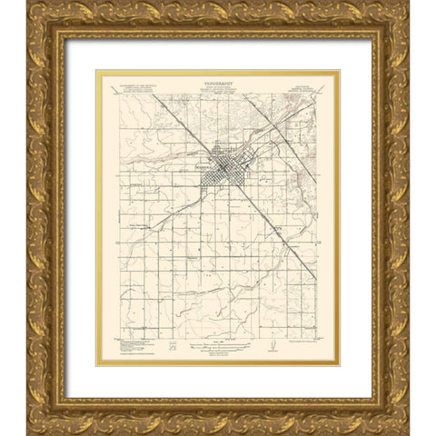 Madera California Quad - USGS 1922 Gold Ornate Wood Framed Art Print with Double Matting by USGS