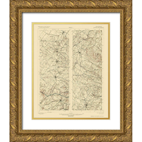 Mother Lode District California 2 of 2 Sheet Gold Ornate Wood Framed Art Print with Double Matting by USGS
