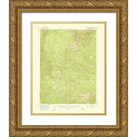 Montgomery Creek California Quad - USGS 1953 Gold Ornate Wood Framed Art Print with Double Matting by USGS