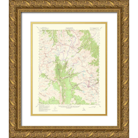 Mt Whitney California Quad - USGS 1964 Gold Ornate Wood Framed Art Print with Double Matting by USGS