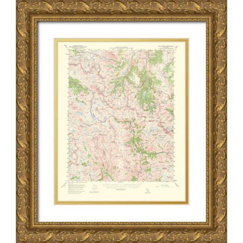 Mt Goddard California Quad - USGS 1953 Gold Ornate Wood Framed Art Print with Double Matting by USGS