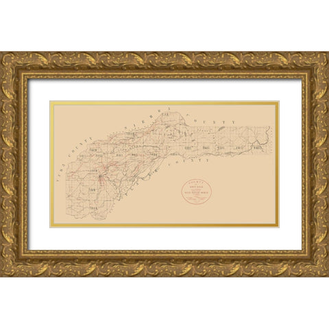 Nevada County California Mining -1909 Gold Ornate Wood Framed Art Print with Double Matting by Unknown