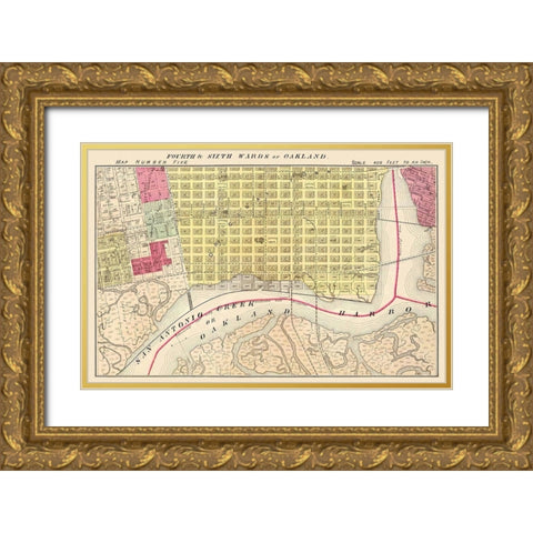 Oakland, 4th And 6th Wards California Landowner Gold Ornate Wood Framed Art Print with Double Matting by Thompson