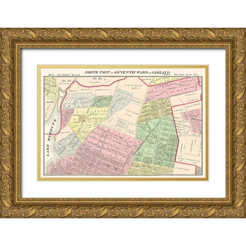 Oakland , North 7th Ward California Landowner Gold Ornate Wood Framed Art Print with Double Matting by Thompson