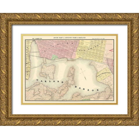 Oakland, South 7th Ward California Landowner Gold Ornate Wood Framed Art Print with Double Matting by Thompson
