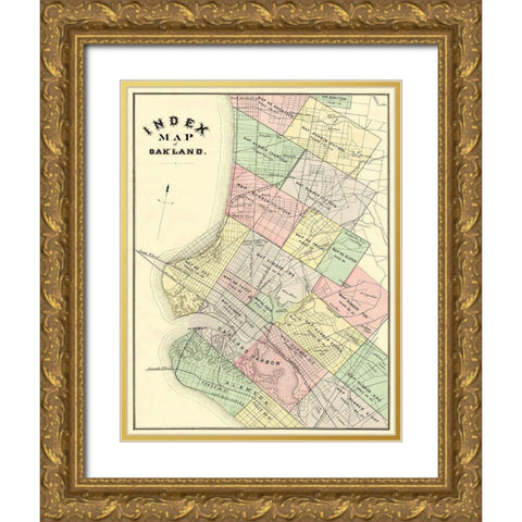 Oakland, Index California Landowner - Thompson Gold Ornate Wood Framed Art Print with Double Matting by Thompson