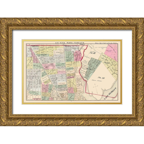 Oakland California Second Ward - Thompson 1878 Gold Ornate Wood Framed Art Print with Double Matting by Thompson