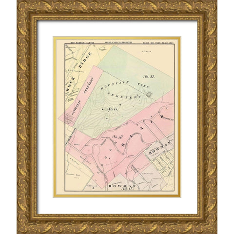 Oakland California Eleventh Ward - Thompson 1878 Gold Ornate Wood Framed Art Print with Double Matting by Thompson