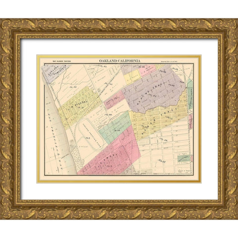 Oakland California Thirteenth Ward - Thompson 1878 Gold Ornate Wood Framed Art Print with Double Matting by Thompson