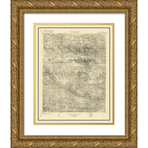 Mt Pinos California Quad - USGS 1903 Gold Ornate Wood Framed Art Print with Double Matting by USGS