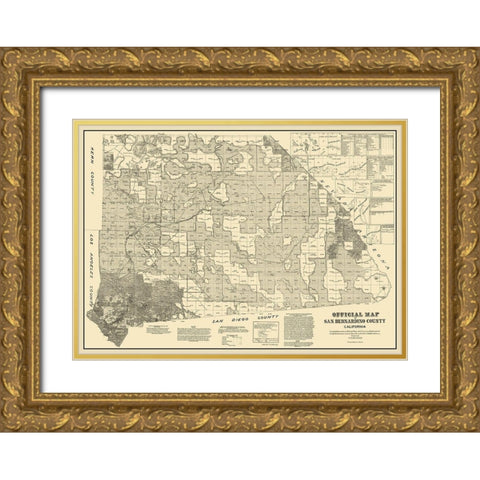 San Bernardino California - Beasley 1892 Gold Ornate Wood Framed Art Print with Double Matting by Beasley