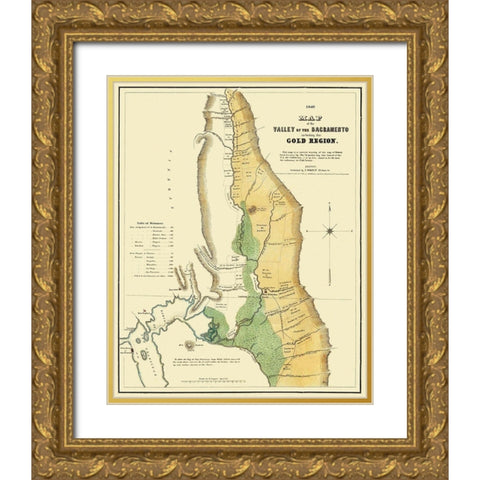Sacramento Valley Gold Region California Gold Ornate Wood Framed Art Print with Double Matting by Wiley