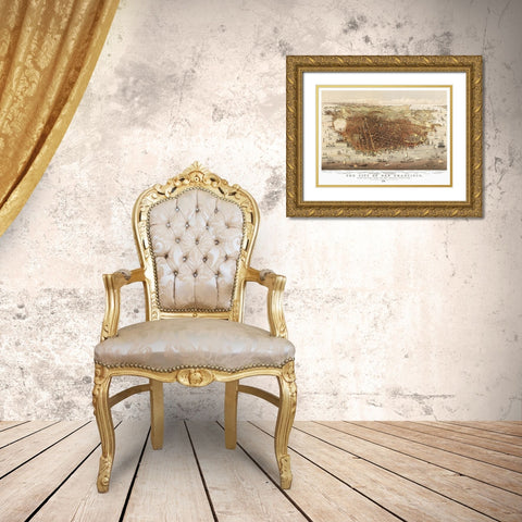 San Francisco California - Currier 1878 Gold Ornate Wood Framed Art Print with Double Matting by Currier