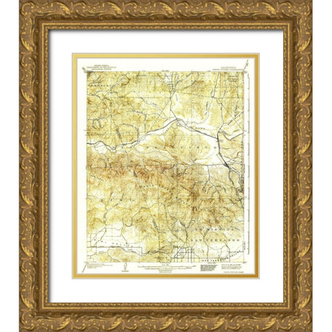 Santa Susana California Quad - USGS 1903 Gold Ornate Wood Framed Art Print with Double Matting by USGS