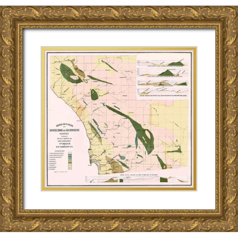 Southern Counties California Geological Gold Ornate Wood Framed Art Print with Double Matting by Fairbanks