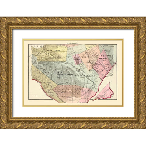 Gilroy California Landowner - Thompson 1876 Gold Ornate Wood Framed Art Print with Double Matting by Thompson