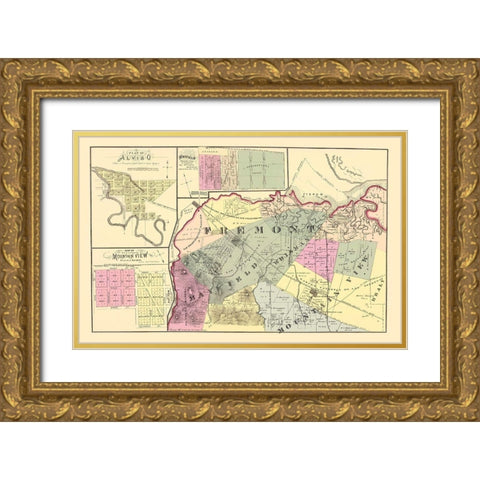 Fremont California Landowner - Thompson 1876 Gold Ornate Wood Framed Art Print with Double Matting by Thompson