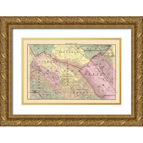 Santa Clara West Central California Landowner Gold Ornate Wood Framed Art Print with Double Matting by Thomas