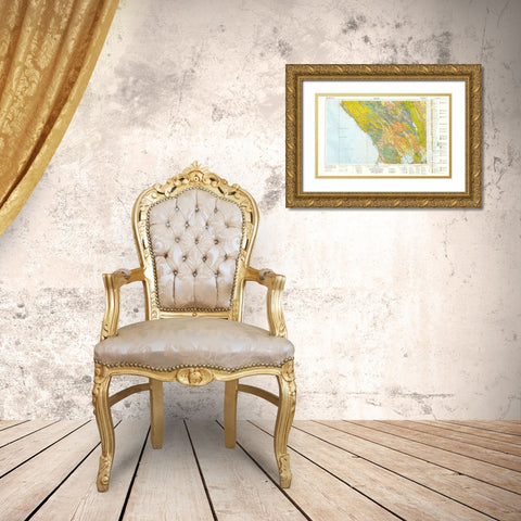 Santa Rosa Sheet California Mines - Koenig 1958 Gold Ornate Wood Framed Art Print with Double Matting by Koenig
