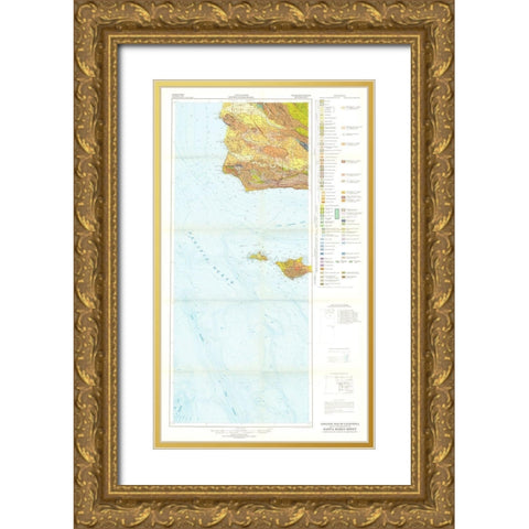 Santa Maria Sheet California Mines - Jennings 1955 Gold Ornate Wood Framed Art Print with Double Matting by Jennings