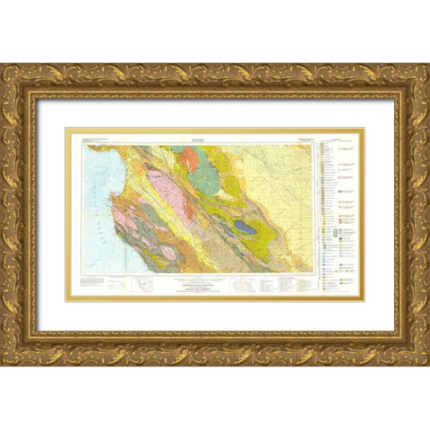 Santa Cruz Sheet California Mines - Jennings 1955 Gold Ornate Wood Framed Art Print with Double Matting by Jennings