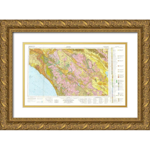 Santa Ana Sheet California Mines - Rogers 1958 Gold Ornate Wood Framed Art Print with Double Matting by Rogers