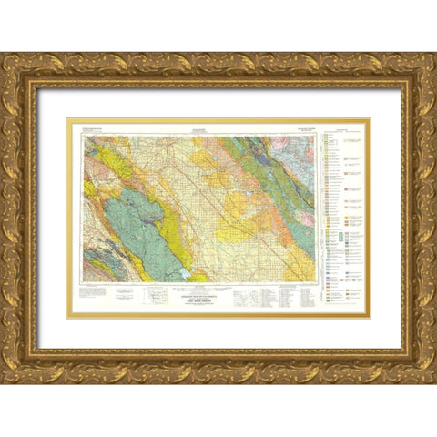 San Jose Sheet California Mines - Rogers 1962 Gold Ornate Wood Framed Art Print with Double Matting by Rogers