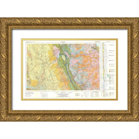 Sacramento Sheet California Mines - Strand 1961 Gold Ornate Wood Framed Art Print with Double Matting by Strand