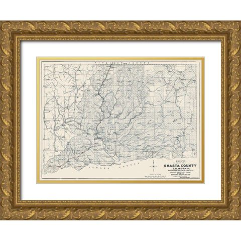 Shasta California - Denny 1904 Gold Ornate Wood Framed Art Print with Double Matting by Denny