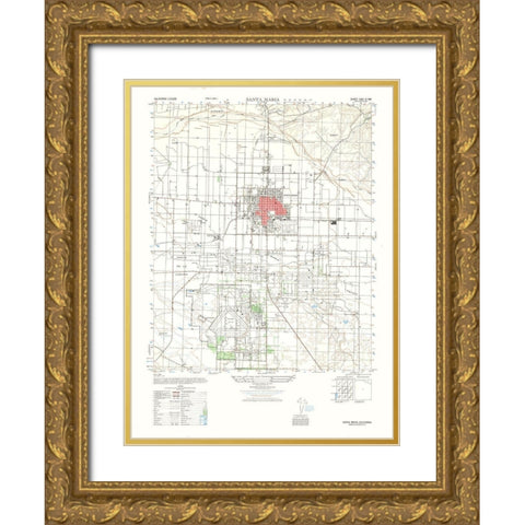 Santa Maria Sheet- US Army 1947 Gold Ornate Wood Framed Art Print with Double Matting by US Army