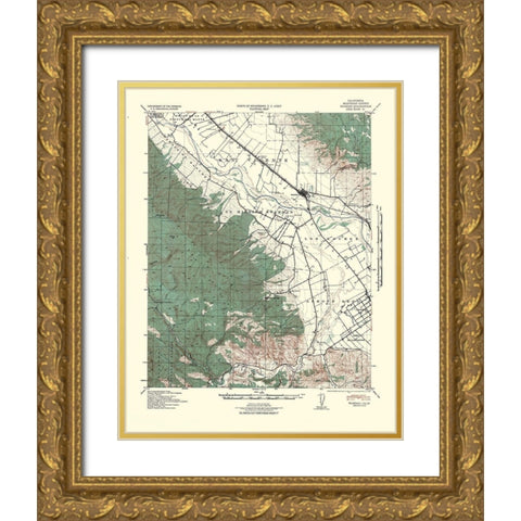 Soledad California Quad - USGS 1940 Gold Ornate Wood Framed Art Print with Double Matting by USGS