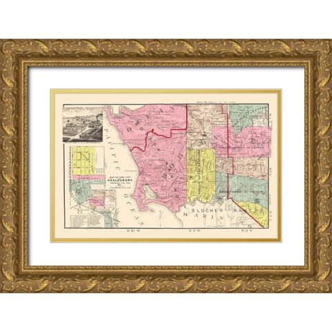 Sonoma Southwest Coastal California Landowner Gold Ornate Wood Framed Art Print with Double Matting by Thompson