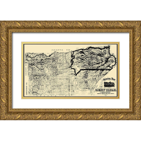 Tehama California - Shackelford 1887 Gold Ornate Wood Framed Art Print with Double Matting by Shackelford
