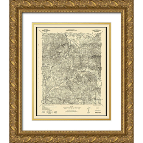 Temecula California Quad - USGS 1942 Gold Ornate Wood Framed Art Print with Double Matting by USGS