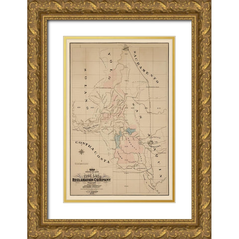 Lands of Tideland Reclamation Co California Gold Ornate Wood Framed Art Print with Double Matting by Gibbes