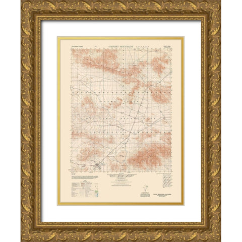 Tiefort Mountains Sheet - US Army 1948 Gold Ornate Wood Framed Art Print with Double Matting by US Army