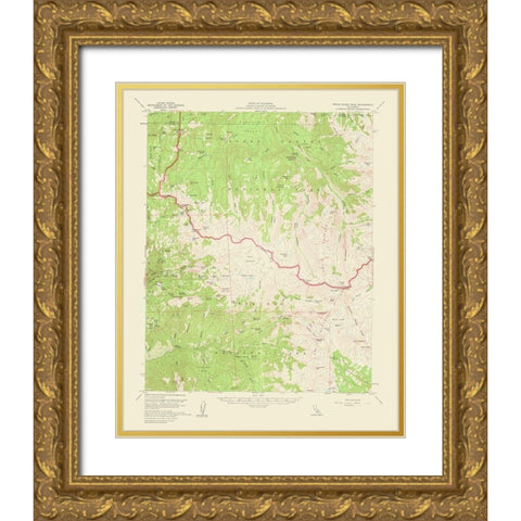 Triple Divide Peak California Quad - USGS 1956 Gold Ornate Wood Framed Art Print with Double Matting by USGS