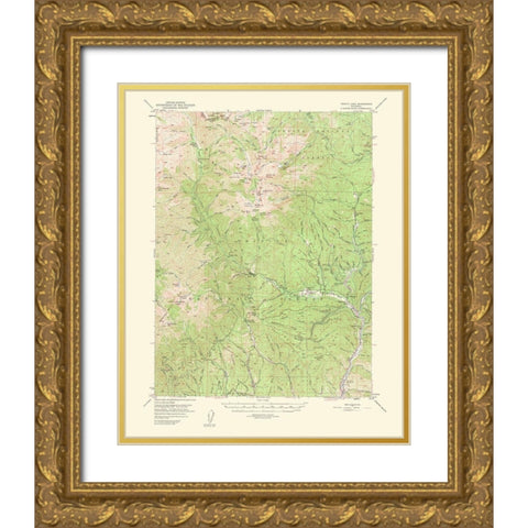 Trinity Lake California Quad - USGS 1956 Gold Ornate Wood Framed Art Print with Double Matting by USGS
