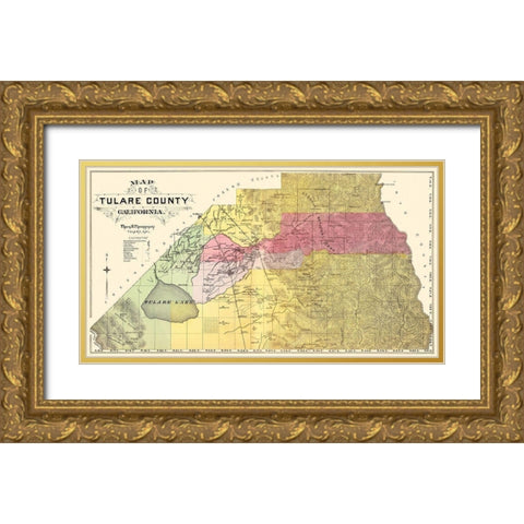 Tulare California - Thompson  1892 Gold Ornate Wood Framed Art Print with Double Matting by Thompson