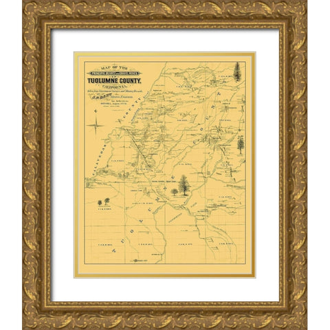 Tuolumne California Landowner - Dart 1878 Gold Ornate Wood Framed Art Print with Double Matting by Dart
