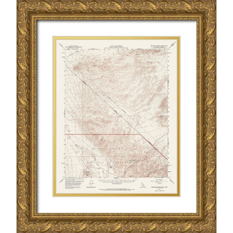 Ubehebe Crater California Nevada Quad - USGS 1957 Gold Ornate Wood Framed Art Print with Double Matting by USGS