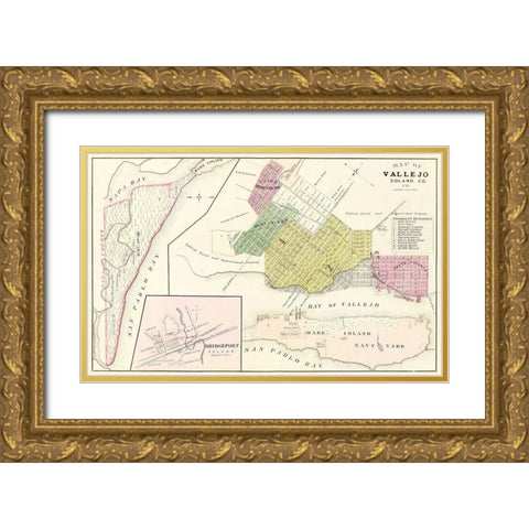 Vallejo California Landowner - Thompson  1878 Gold Ornate Wood Framed Art Print with Double Matting by Thompson
