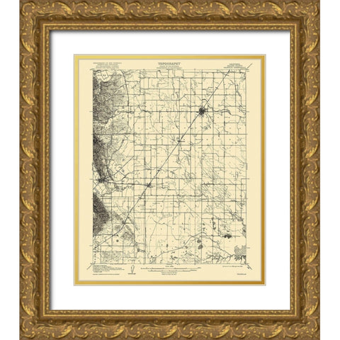 Vacaville California Quad - USGS 1908 Gold Ornate Wood Framed Art Print with Double Matting by USGS