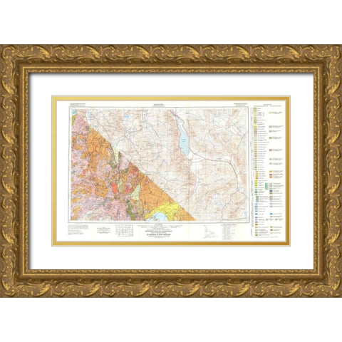 Walker Lake Sheet California Mines - Koenig 1959 Gold Ornate Wood Framed Art Print with Double Matting by Koenig