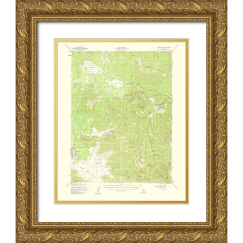 Westwood California Quad - USGS 1956 Gold Ornate Wood Framed Art Print with Double Matting by USGS