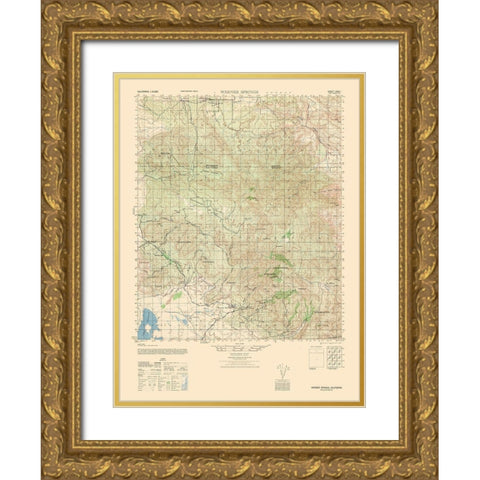 Warner Springs Sheet - US Army 1942 Gold Ornate Wood Framed Art Print with Double Matting by US Army