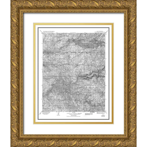 Yosemite California Quad - USGS 1909 Gold Ornate Wood Framed Art Print with Double Matting by USGS