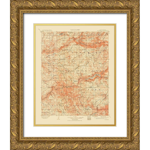 Yosemite California Quad - USGS 1911 Gold Ornate Wood Framed Art Print with Double Matting by USGS