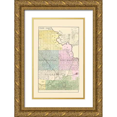 Yolo  Northeast California Landowner - De Pue 1879 Gold Ornate Wood Framed Art Print with Double Matting by De Pue